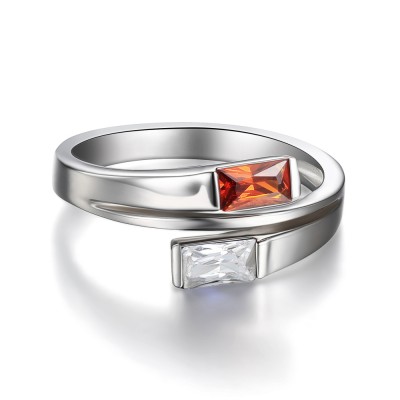 Emerald Cut Ruby Sterling Silver Cocktail Ring
