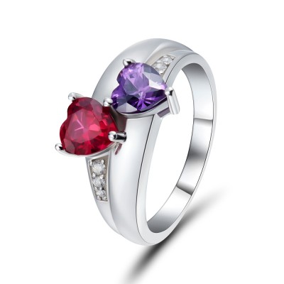 Heart Cut Ruby 925 Sterling Silver Promise Rings For Her