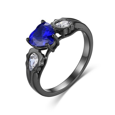 Heart Cut Blue Sapphire s925 Silver Promise Rings For Her