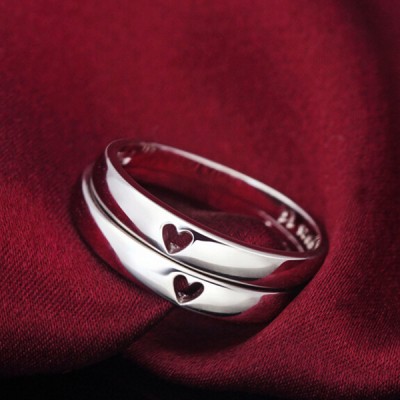 Heart to Heart 925 Sterling Silver Couple Rings