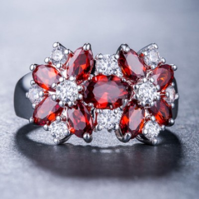 Ruby White Sapphire Promise Rings For Her