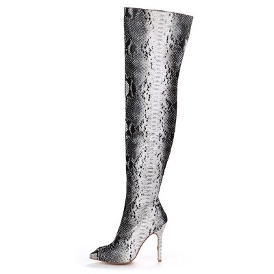 Women's Stiletto Heel Patent Leather With Snake Print Over The Knee Multi Colors Boots