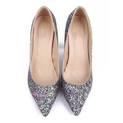 Women's Stiletto Heel Sparkling Glitter Closed Toe High Heels