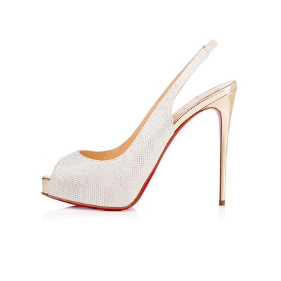 Women's Peep Toe Sparkling Glitter Stiletto Heel Platform White Sandals Shoes