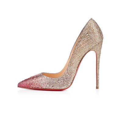 Women's Sparkling Glitter Closed Toe with Rhinestone Stiletto Heel High Heels