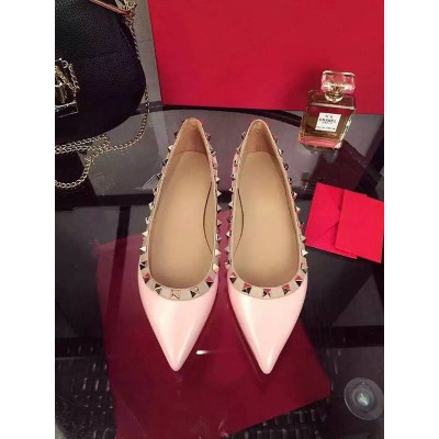 Women's Pink Flat Heel Sheepskin Closed Toe With Rivet Party Casual Flat Shoes