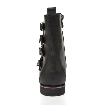 Women's Flat Heel Closed Toe Cattlehide Leather With Zipper Mid-Calf Black Boots
