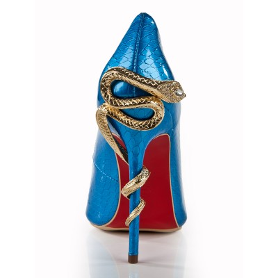 Women's Stiletto Heel Royal Blue Closed Toe With Rhinestone High Heels