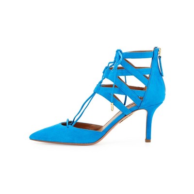 Women's Suede Stiletto Heel Closed Toe With Lace-up Sandals Shoes