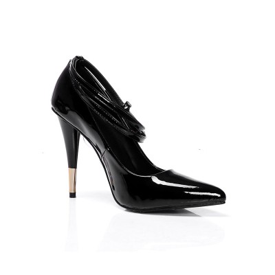 Women's Patent Leather Closed Toe Cone Heel With Buckle High Heels