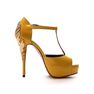 Women's Patent Leather Peep Toe Stiletto Heel Sandals