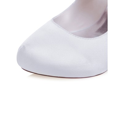 Women's Satin Closed Toe Silk Stiletto Heel Wedding Shoes