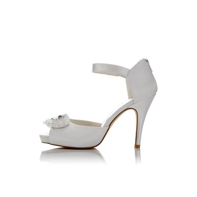 Women's Satin PU Peep Toe Stiletto Heel Wedding Shoes