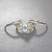 Oval Cut Gold S925 White Sapphire 3 Piece 3-Stone Ring Sets