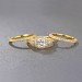 Princess Cut White Sapphire Gold S925 Silver Halo 3 Piece Ring Sets