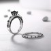 Round Cut S925 Silver Black Sapphire Art Deco Ring Sets