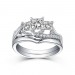 Princess Cut S925 Silver White Sapphire 3-Stone Ring Sets