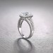 Emerald Cut 925 Sterling Silver Halo White Sapphire Engagement Rings