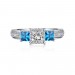 Princess Cut Aquamarine & White Sapphire S925 Three-Stone Engagement Rings