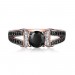 Round Cut Black & White Sapphire Rose Gold S925 Engagement Rings