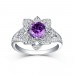 Round Cut 925 Sterling Silver Amethyst Art Deco Engagement Rings
