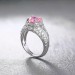 Round Cut S925 Silver Pink Sapphire Art Deco Engagement Rings