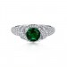 Round Cut S925 Silver Emerald Sapphire Art Deco Engagement Rings
