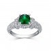 Round Cut S925 Silver Emerald Sapphire Art Deco Engagement Rings