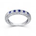 Round Cut Sapphire & White Sapphire S925 Silver Wedding Bands