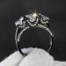 Princess Cut Gemstone Black 925 Sterling Silver Engagement Ring