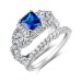 Princess Cut 925 Sterling Silver Blue Sapphire Women's Engagement Ring