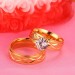 Round Cut White Sapphire Titanium Steel Gold Promise Rings for Couples