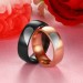 Heart Rose Gold & Black Titanium Steel Promise Rings for Couples