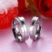 Round Cut White Sapphire Silver Titanium Steel Promise Rings for Couples