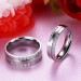 Round Cut White Sapphire Silver Titanium Steel Promise Rings for Couples