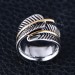 Titanium Feather Shape Silver & Gold Men's Ring