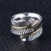 Titanium Feather Shape Silver & Gold Men's Ring