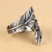 Titanium Feather Shape Silver & Black Men's Ring
