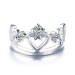 Titanium Crown Round Cut White Sapphire Silver Promise Rings For Her
