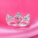 Titanium Crown Round Cut White Sapphire Silver Promise Rings For Her