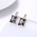 Princess Cut Colorful Sapphire S925 Silver Earrings
