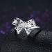 Round Cut White Sapphire S925 Silver Bowknot Promise Rings