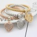 Heart Charm Bracelet Trio With Austrian Crystals