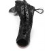 Women's Lace Platform Peep Toe Stiletto Heel With Lace-up Over The Knee Black Boots