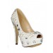 Women's Patent Leather Stiletto Heel Peep Toe Platform With Pearl White Wedding Shoes