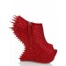 Women's Peep Toe Wedge Heel Suede Platform With Rhinestone Wedges Shoes