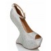 Women's Wedge Heel Silk Peep Toe With Rhinestone Platform Wedges Shoes
