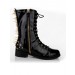Women's Patent Leather Chunky Heel With Rivet Mid-Calf Black Boots