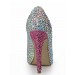 Women's Peep Toe Patent Leather Stiletto Heel Platform With Rhinestone Platforms Shoes