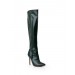 Women's Cattlehide Leather Stiletto Heel Closed Toe Knee High Hunter Green Boots